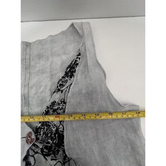 Steel Pony Linen Wearable Art Boho Lagenlook Tunic Dress Small Midi Length Gray - Picture 14 of 16